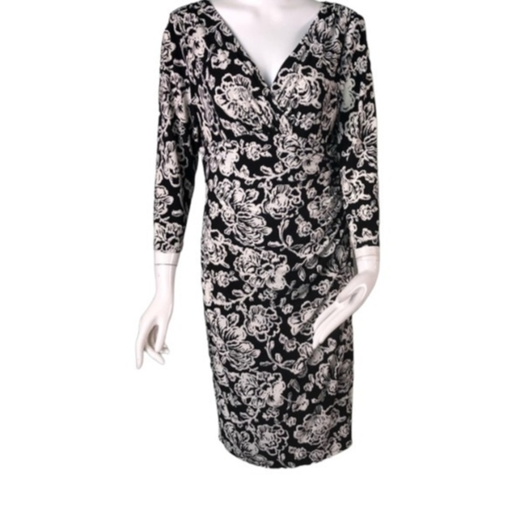 Ralph Lauren black white floral jersey dress
